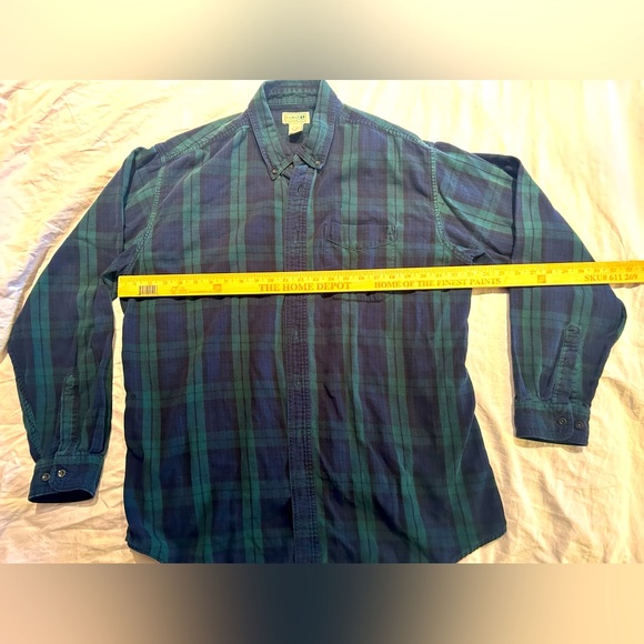 LL Bean Traditional Fit 90’s Vintage Flannel Shirt Plaid Green Blue Mens Size XL - Picture 5 of 6